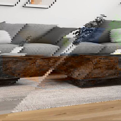 vidaXL Stolić za kavu s LED svjetlima boja hrasta 100x100x31 cm Cijene