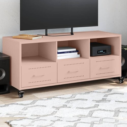  The Living Store TV omarica roza 100,5x39x43,5 cm hladno valjano jeklo - TV Omarica, (21508371) Cene