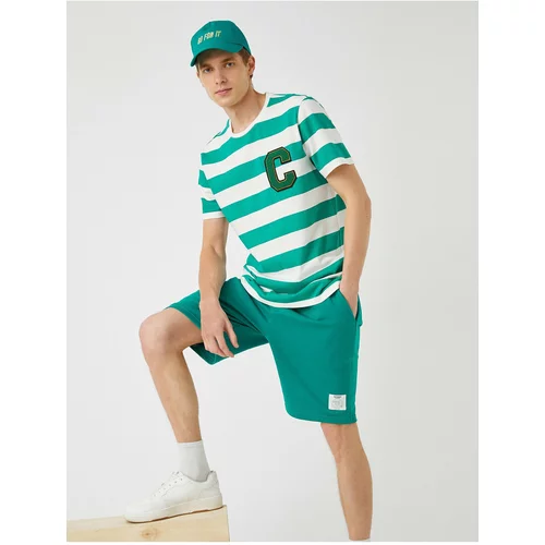 Koton Striped Terry Embroidered T-Shirt