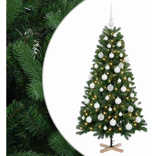  Umjetno božićno drvce s kuglicom 150 cm 150 LED lampica - 150 cm s LED žaruljama i bijelim kuglicama Slike