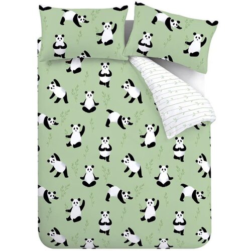 Catherine Lansfield Zelena dječja posteljina za bračni krevet 200x200 cm Panda Paws &amp;ndash; Slike