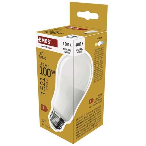 Emos LED žarnica Basic A60 / E27 / 15,3 W (100 W) / 1521 lm / Nevtralna bela ZL5F68 Cene
