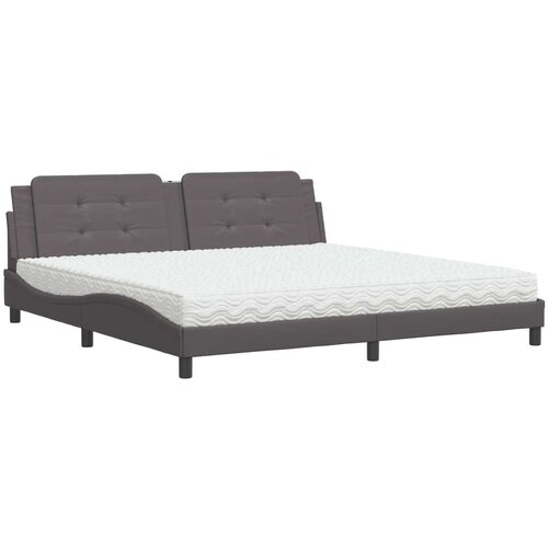  Krevet s madracem sivi 200 x 200 cm od umjetne kože Slike