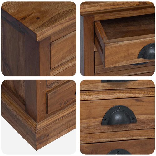  Komoda s ladicama Prirodna 35 x 30 x 60 cm Čvrsto teak drvo Slike