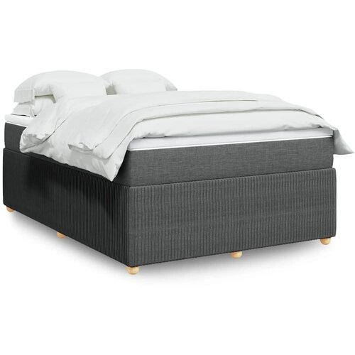 vidaXL Box spring postelja z vzmetnico temno siva 140x200 cm blago Cene
