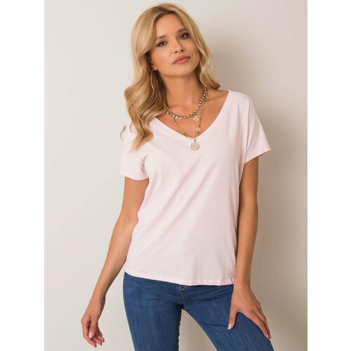 Fashion Hunters Light pink cotton V-neck T-shirt Slike