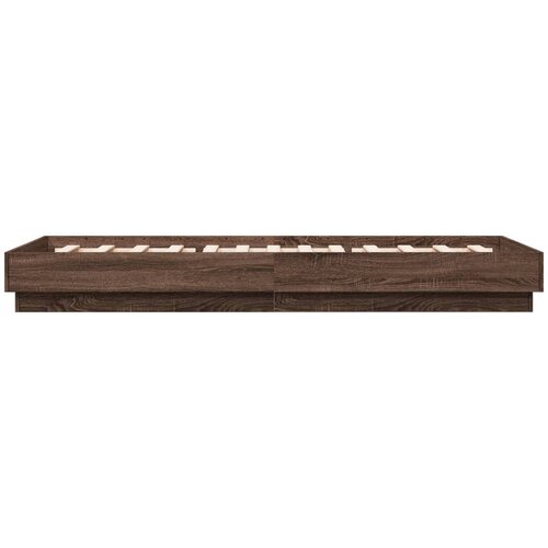  Okvir za krevet s LED svjetlima smeđa boja hrasta 100 x 200 cm Slike