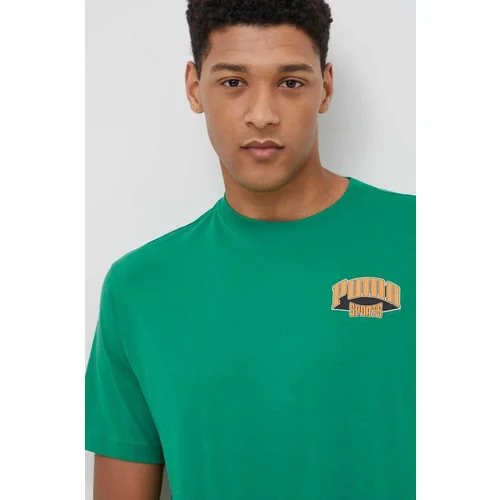 Puma Bombažna kratka majica moški, zelena barva