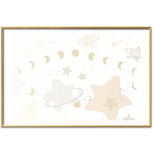  Plakat - Moon and Stars 42x29.7 Zlatni okvir s margom Slike