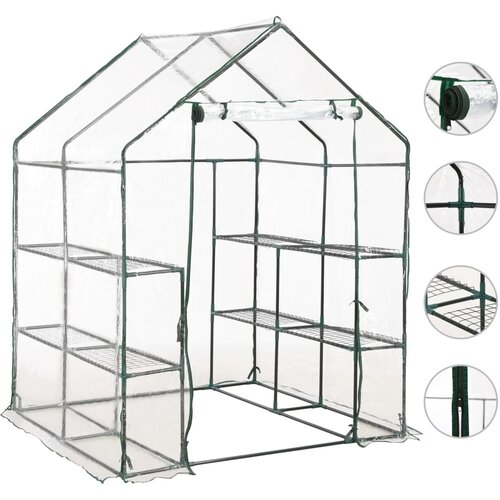 vidaXL Rastlinjak z 8 policami 143x143x195 cm Cene