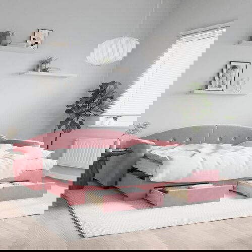 vidaXL Dnevni krevet na razvlačenje ružičasti 90 x 200 cm baršunasti Cijene