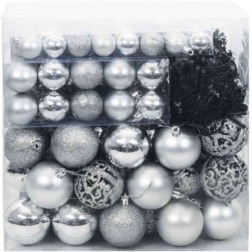 VidaXL set božićnih ukrasnih kuglica 120 pcs srebrno plastika Slike