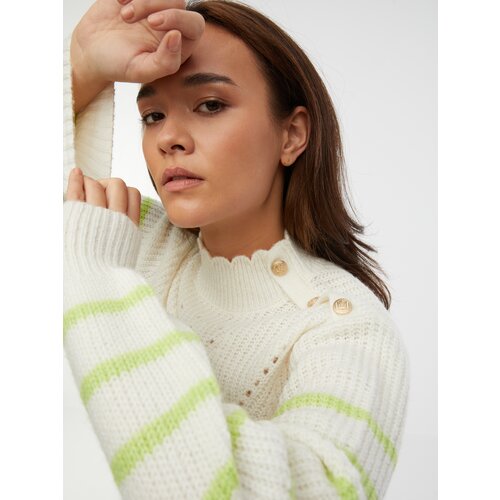 Orsay Green and White Women's Striped Sweater with Wool - Women Cene