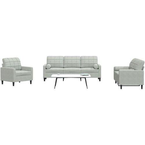 vidaXL 3-dijelni set sofa s jastucima svjetlosivi baršunasti Cijene