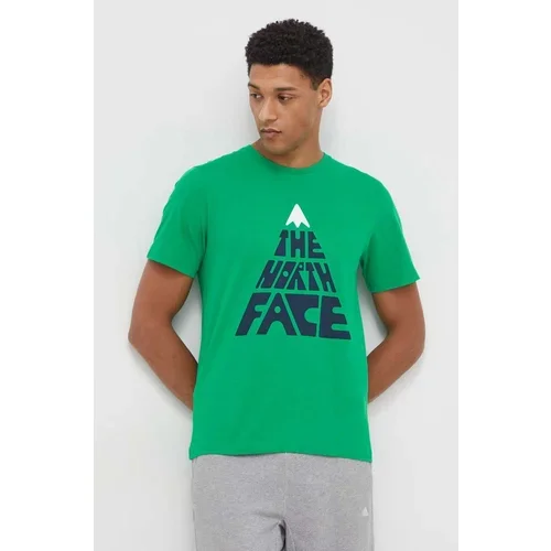 The North Face Pamučna majica za muškarce, boja: zelena, s tiskom