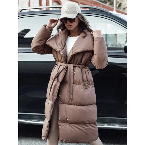 DStreet Women's long winter quilted coat FAVI brown