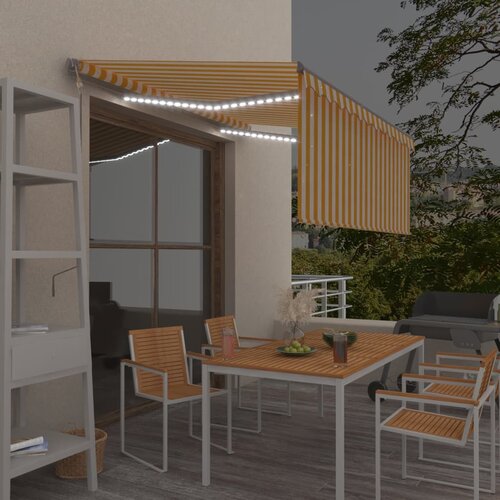vidaXL Automatska tenda s roletom i senzorom LED 3 x 2 5 m žuto-bijela Cijene