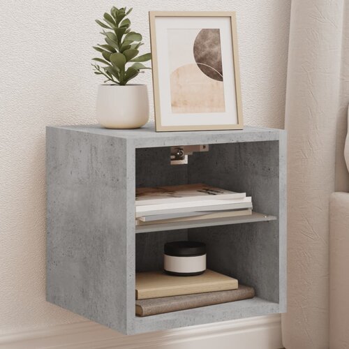  The Living Store Stenska TV omarica z LED lučkami betonsko siva 30x28,5x30 cm - TV Stenska Omarica, (21499168) Cene