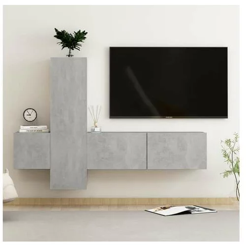  Komplet TV omaric 3-delni betonsko siva iverna plošča