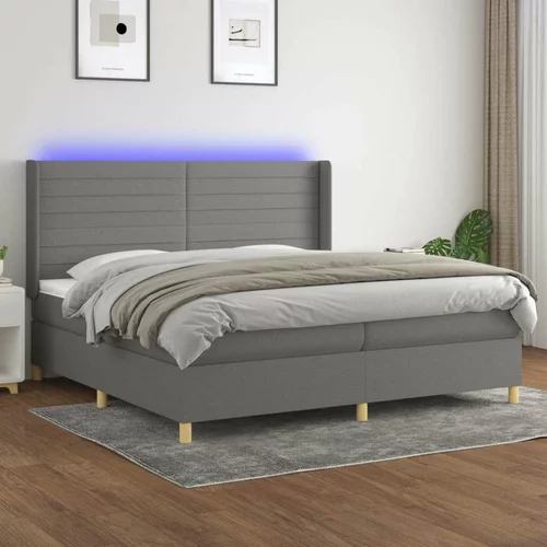  Box spring postelja z vzmetnico LED temno siva 200x200 cm blago, (20930235)