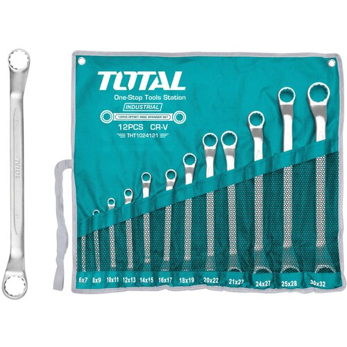 Total 12-dijelni set okastih ključeva 24121, 6x7/8x9/10x11/12x13/14x15/16x17/18x19/20x22/21x23/24x27/25x28/30x32 / INDUSTRIAL (THT1024121) Cijene