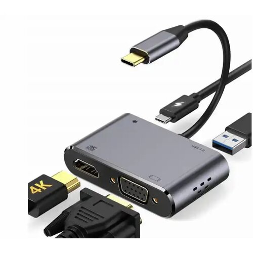 E-green adapter USB 3.1 Tip C (M) - HDMI+VGA+ 3.0 USB + tip C Slike