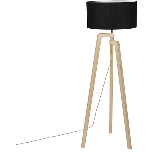 QAZQA Moderna talna svetilka les s črno senco 45 cm - Puros Cene