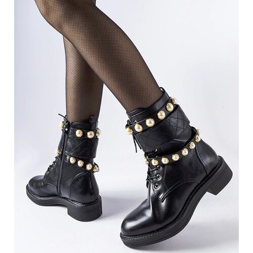 Gemre Black insulated ankle boots with pearls Normand Cijene