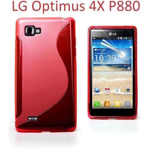 Gumijasti / gel etui S-Line za LG Optimus 4X HD P880 - rdeči Slike