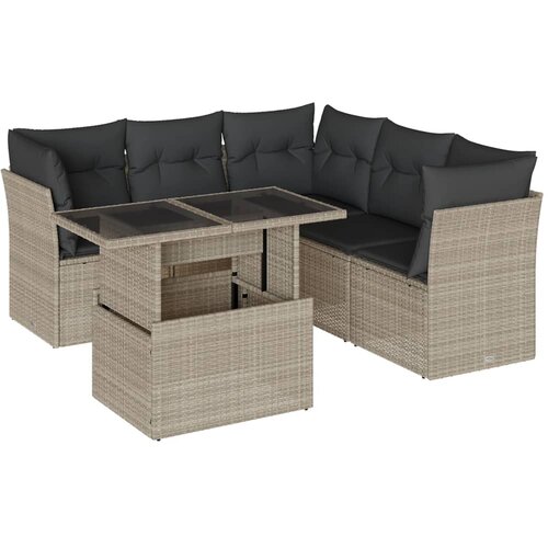 Maison Chic Seti vrtnega pohištva - Vrtna garnitura - Vrtni pohištvo set 6-delna z blazinami siv poli ratan, (21805775) Cene