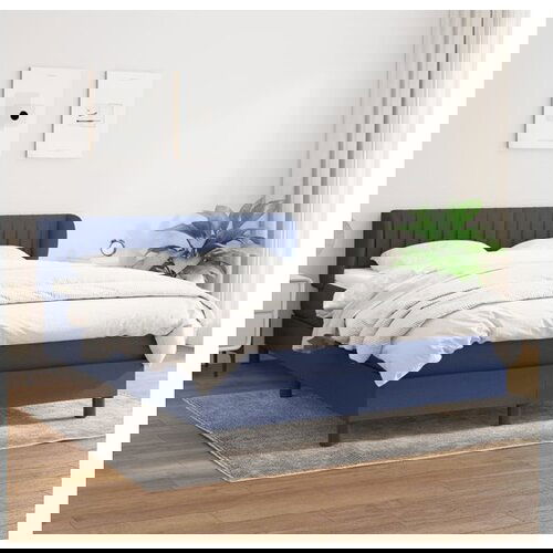 VidaXL Box spring postelja z vzmetnico modra 140x200 cm blag Slike