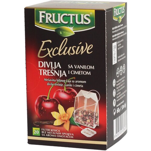 Fructus čaj od divljih trešanja sa vanilom i cimetom 60g, 20x3g Slike
