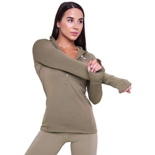 GymBeam ženska majica za trčanje 1/2 zip vetiver Slike