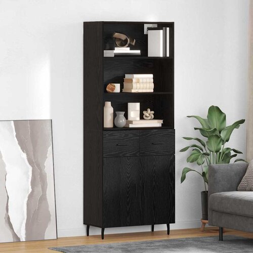  Highboard s ladicama Crni hrast 69,5 x 34 x 180 cm Cene