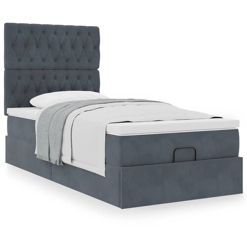 VidaXL Otomanski posteljni okvir z vzmetnicami siv 100x200cm žamet Slike