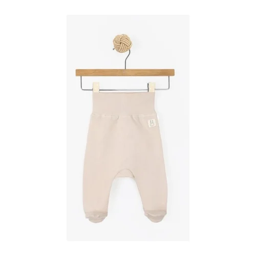 Just kiddin baby otroške dolge hlače s stopali bear beige