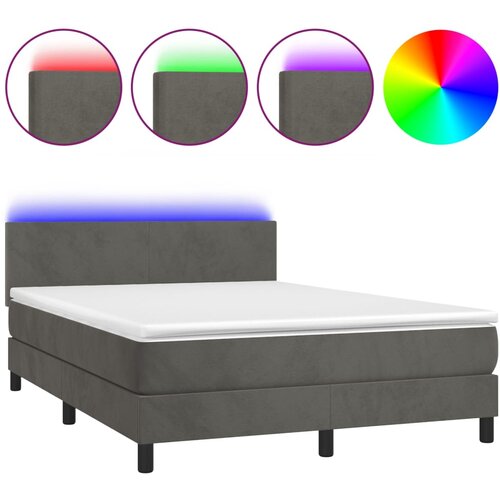 Maison Chic Box spring postelja - Vzmetna postelja z vzmetnico LED temno siva 140x200 cm žamet SL9795, (21903979) Cene