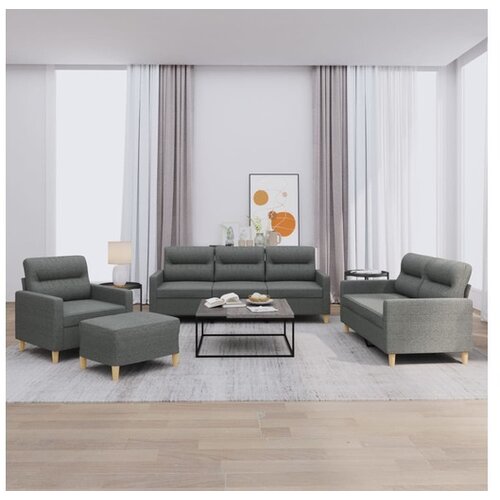 VidaXL 4-dijelni set sofa s jastucima tamnosivi od tkanine Slike