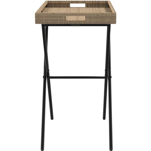  Sklopivi stol s pladnjem bež 65 x 40 x 75 cm od poliratana Slike