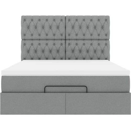 VidaXL Otomanski krevet s madracem svijetlosivi 140x190 cm od tkanine Slike