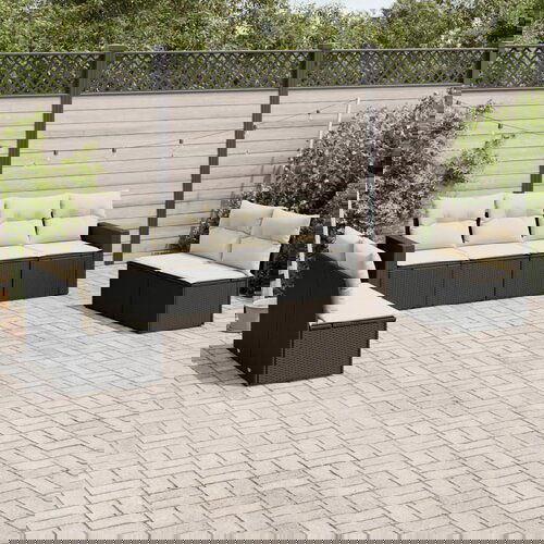 VidaXL 8-dijelni set vrtnih sofa od poliratana s jastucima crni Slike