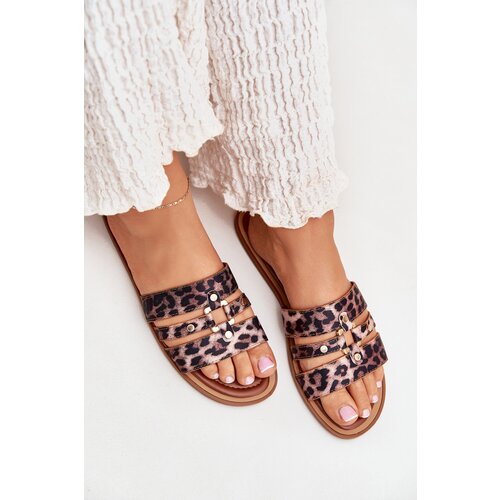 Boto Flat Women's Slippers With Gold Detail Leopard Noroti Cijene