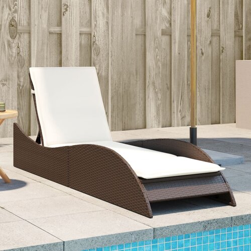 vidaXL Ležalnik z blazino rjav 60x205x73 cm poli ratan Cene