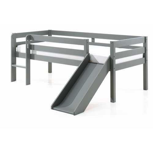 Vipack Siva dvignjena otroška postelja s toboganom Pino, 90 x 200 cm Cene