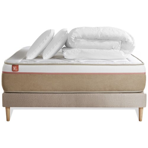 Marmottes & Co Kompletni paket za posteljo - Vzmetnica 200x200 cm + vzmetnica z letvami (komplet) + 2 vzglavnika + odeja - Le Soyeux, (21613988) Cene