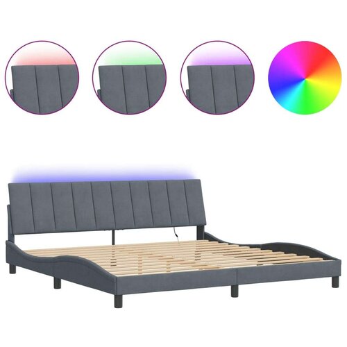  Okvir kreveta s LED svjetlima tamnosivi 200 x 200 cm bar&amp;scaron;unasti Slike