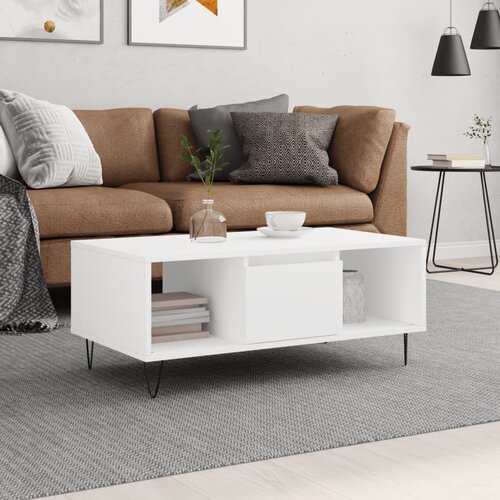 vidaXL Klubska mizica bela 90x50x36,5 cm inženirski les Cene