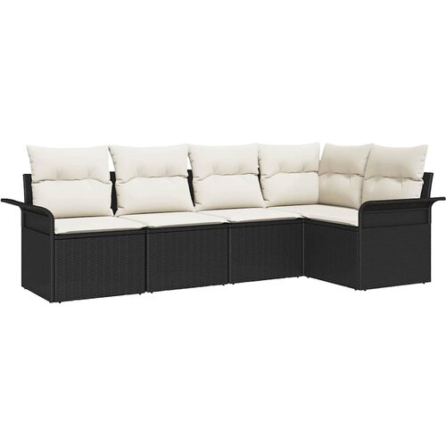 Sjedeća garnitura za vrt 5 kom. Crna poliratan 242.5 x 132.5 x 85 cm Slike