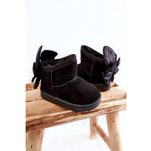Kesi Girls' Warm Snow Boots With Bows Black Meriva Cene