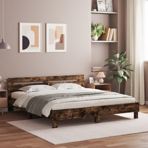 Furnova Posteljni okvir z vzglavjem dimljen hrast 180x200 cm inž. les, (21940566) Slike
